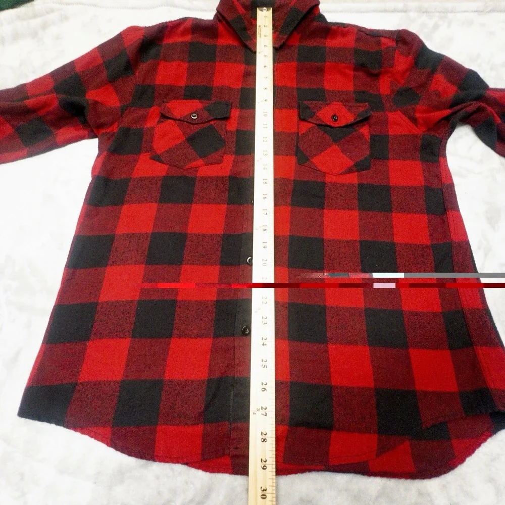 Shout House Buffalo Plaid Long Sleeve Flannel Shirt Mens XL Double Pocket